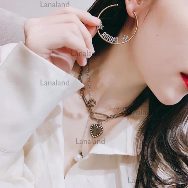 SALE SALE HÀNG QUẢNG CHÂU Khuyên tai D.I.O.R tròn khắc chữ cao cấp