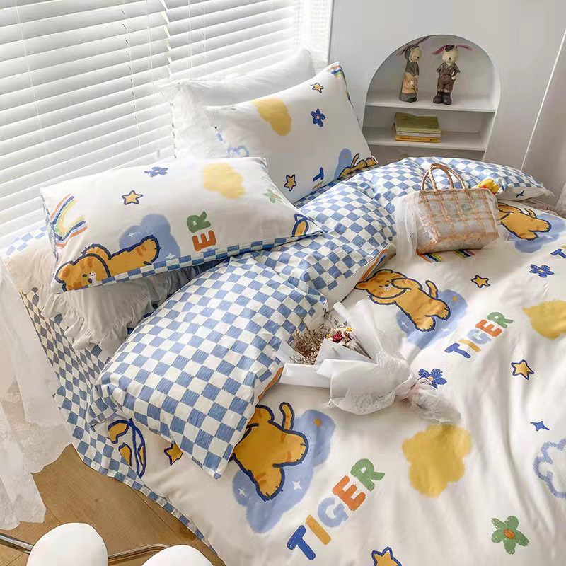 Bộ chăn ga gối cotton living nhập khẩu lonaabedding họa tiết hổ cute ( fullsize)