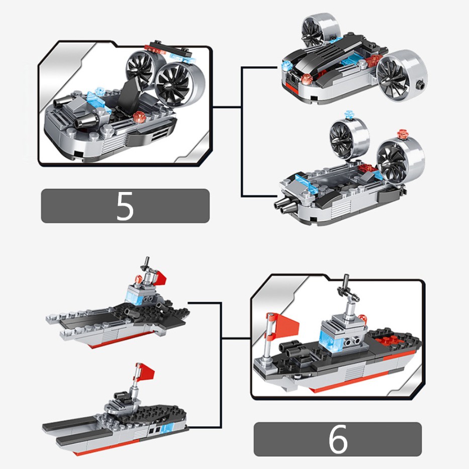 [927 CHI TIẾT-HÀNG CHUẨN] BỘ ĐỒ CHƠI XẾP HÌNH LEGO CHIẾN HẠM, Lắp Ghép Xe Tăng, Robot Chiến Đấu, OTO, Trực Thăng