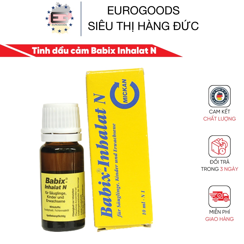 Dầu giảm cảm cúm Nội địa Đức ⚡ CAM KẾT CHẤT LƯỢNG ⚡ Tinh dầu cảm Babix Inhalat N (10ml) chiết xuất 100% thiện nhiên
