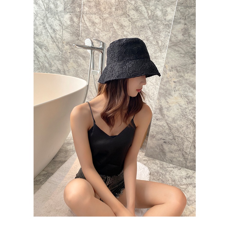 Nón Tai Bèo Phối Ren Mỏng Vành Phẳng Kiểu Nhật Bản Thời Trang Mùa Hè Cho Nữ