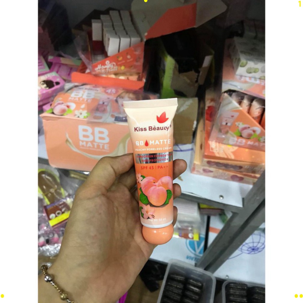 Kem nền BB Matte đào 2in1 Kiss Beauty (chống nắng SPF45 và che khuyết điểm) Hot | BigBuy360 - bigbuy360.vn