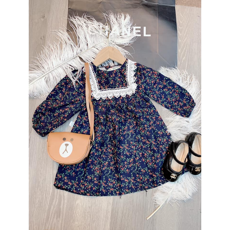 Váy thu hoa viền ren vuông bé gái | BigBuy360 - bigbuy360.vn