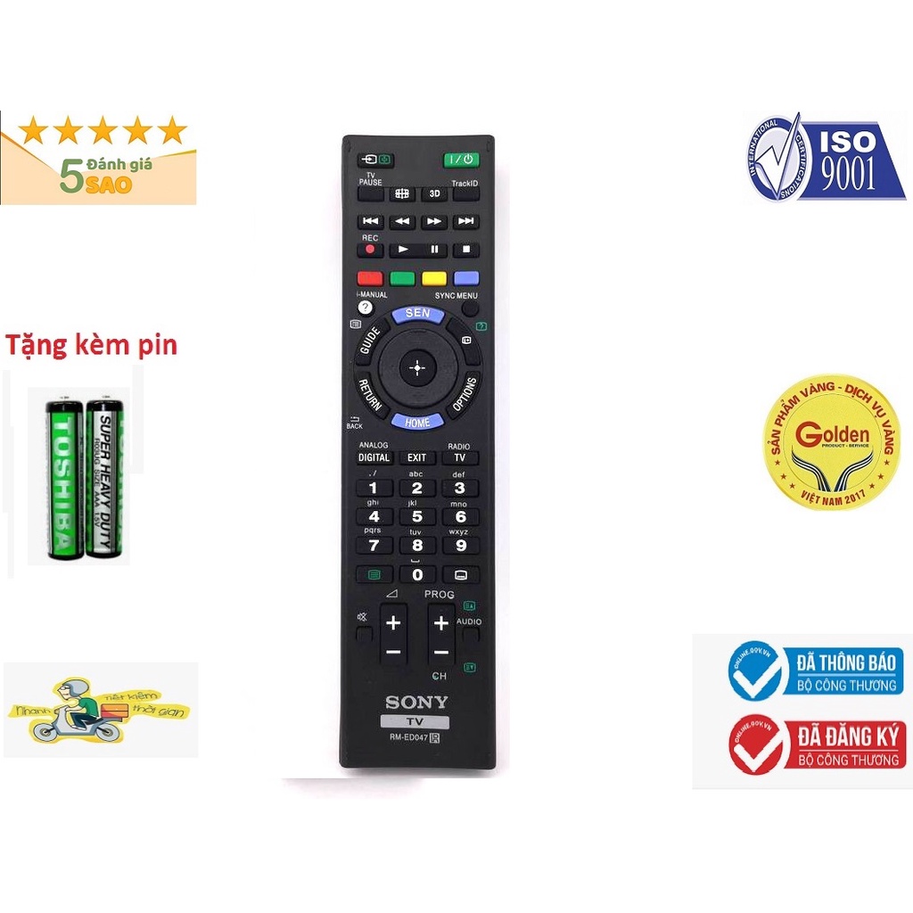 ĐIỀU KHIỂN TIVI SONY RM-ED047 Smart vào mạng hàng chính hãng .Tặng kèm pin -Remote từ xa vô tuyến sony ED054 vào mạng