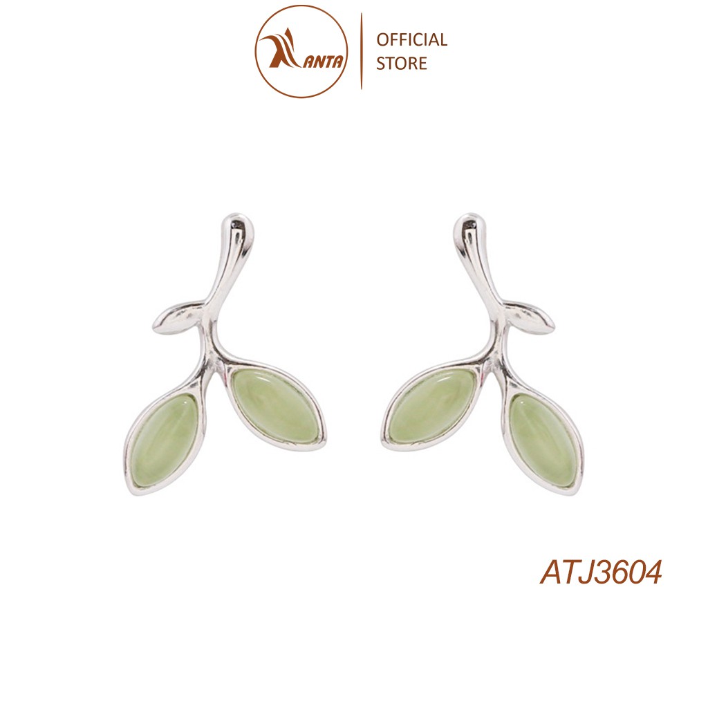 Bông tai hình lá cây màu xanh thời trang cho nữ ANTA Jewlery - ATJ3604