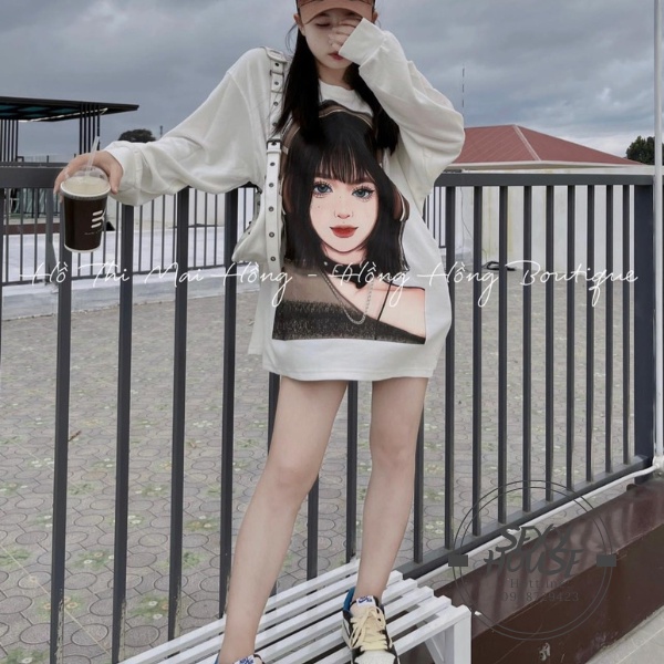 Áo len thun thu đông, áo thun dài tay cô gái đeo tai nghe A07 SEXYHOUSE