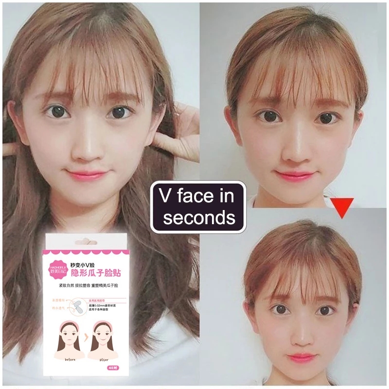 [Hàng mới về] Hộp 40 miếng dán chữ V trong suốt vô hình nâng mặt thon gọn giảm nếp nhăn chống nước