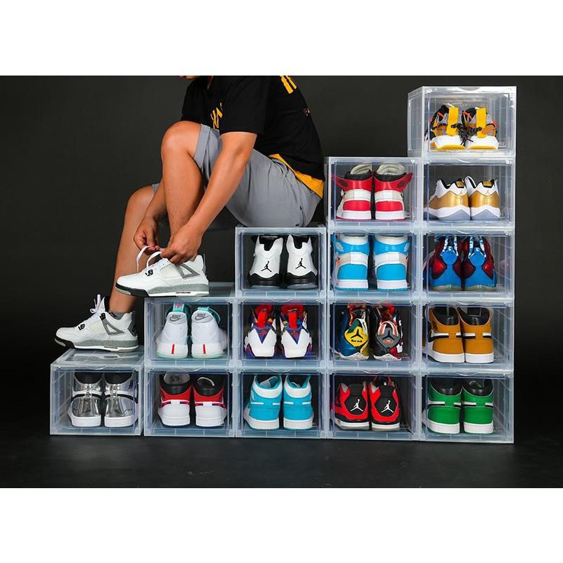 Hộp Đựng Giày Nhựa Cứng Sneaker Box Cửa Mở Nam Châm Tặng gói hút ẩm - Hàng loại 1