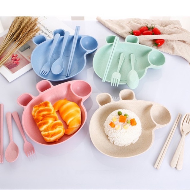 Set ăn dặm Heo Peppa ( gồm khay, thìa, nĩa, đũa)