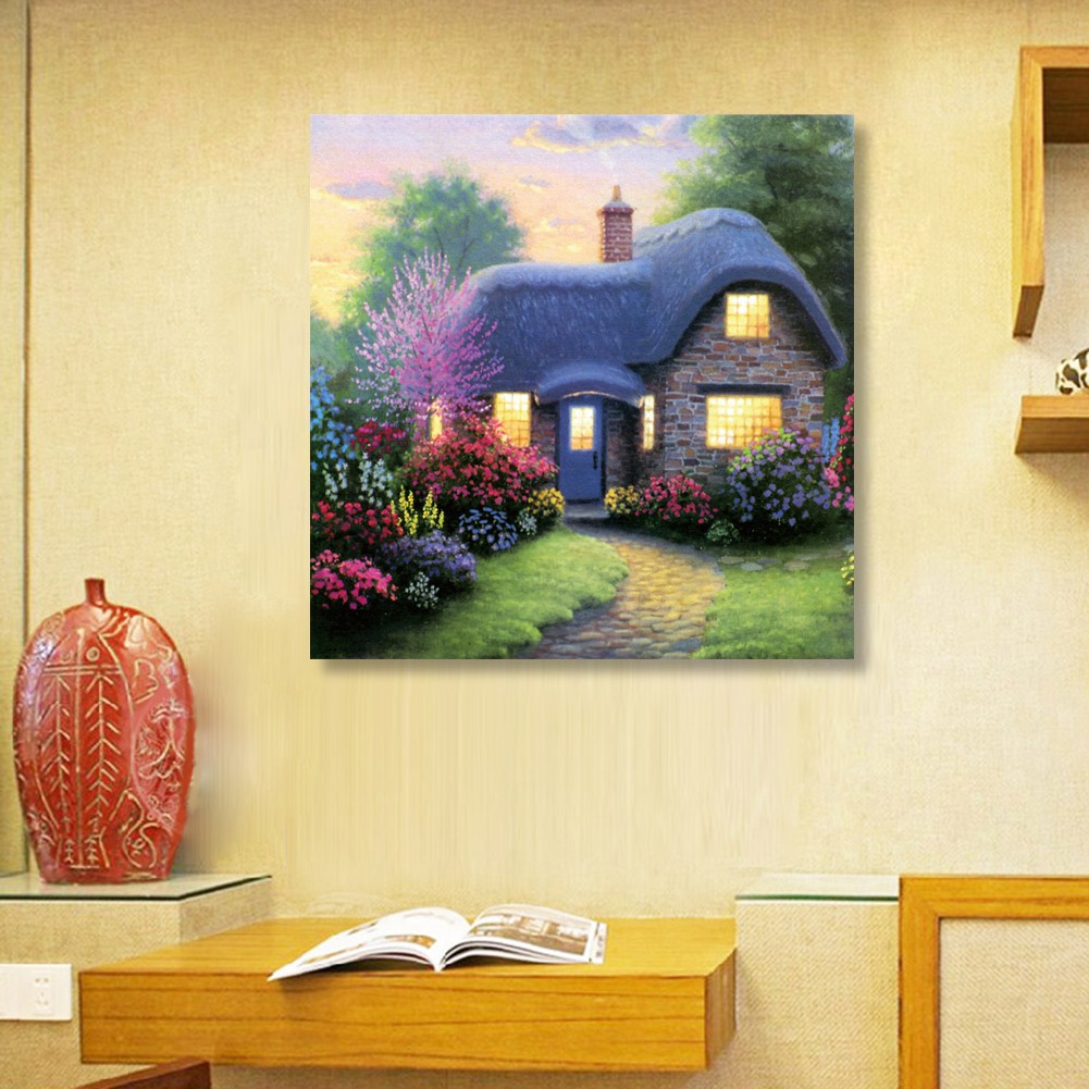 Bộ dụng cụ làm tranh đính đá thủ công họa tiết ngôi nhà | BigBuy360 - bigbuy360.vn