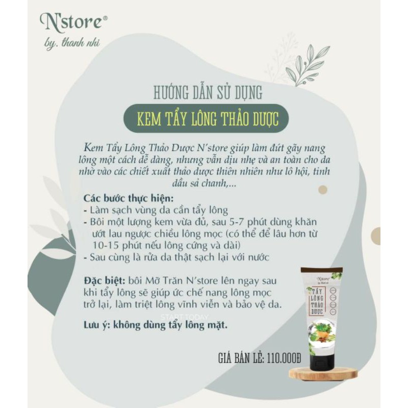 Kem tẩy lông thảo dược N store by thanh nhi CHÍNH HÃNG ,dùng cho da nhạy cảm | BigBuy360 - bigbuy360.vn