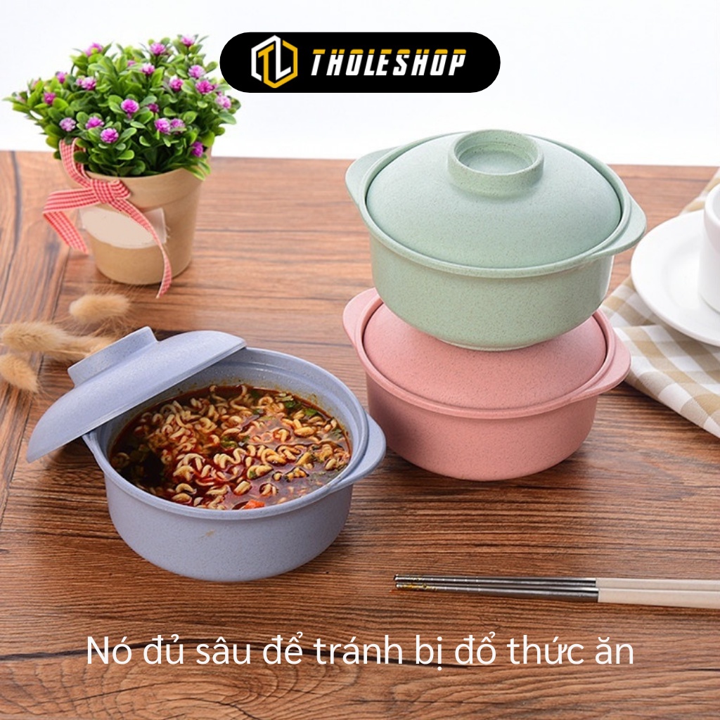 Bát Ăn Mì Có Nắp Đậy - Tô Ăn Mì Lúa Mạch Giữ Nhiệt Tốt Phong Cách Nhật Bản 8442