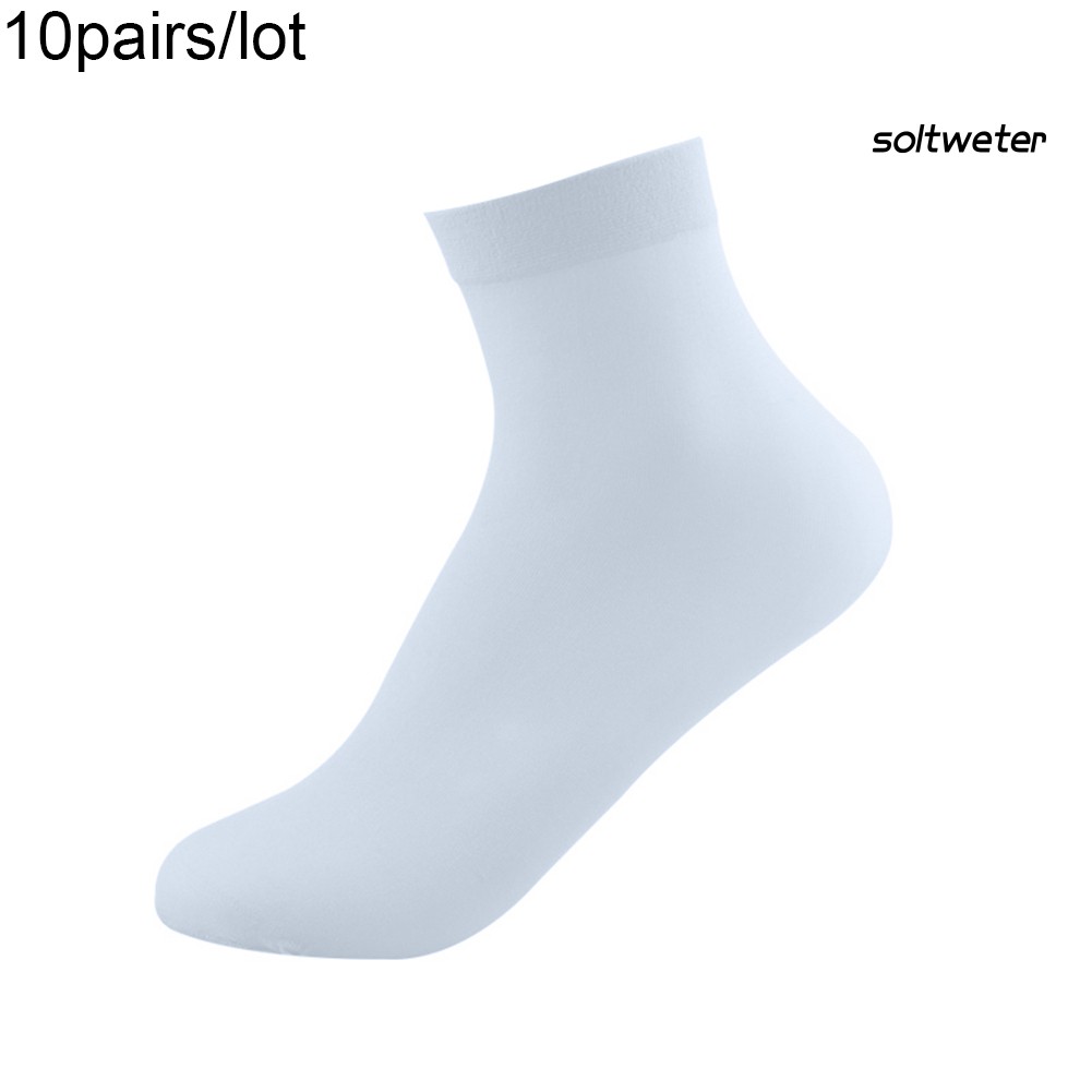 Set 10 Đôi Tất Lụa Màu Trơn Dùng Một Lần Cho Nam Nữ