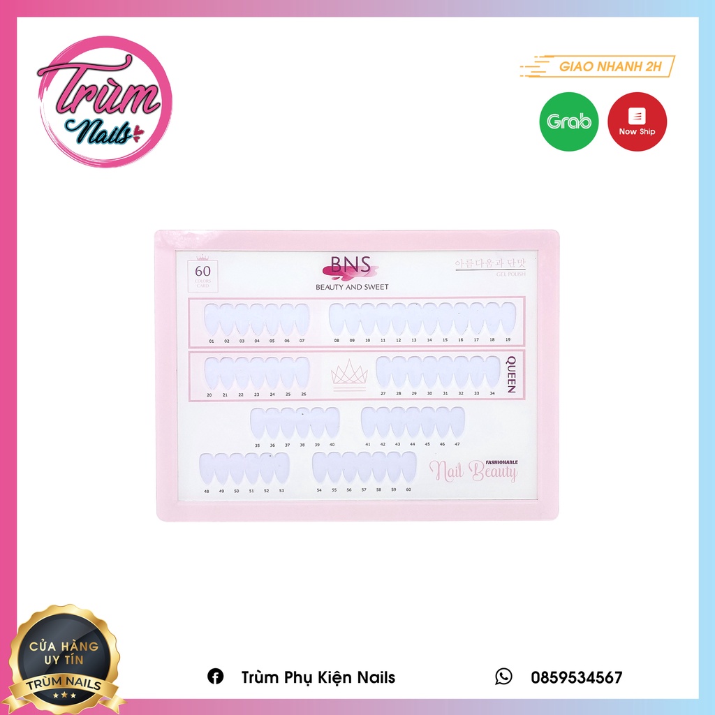BẢNG GẮN MÓNG MẪU 60 MÀU BNS ( BẢNG MICA CAO CẤP)