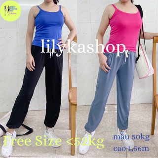 Set Thể Thao Nữ Áo Dây Ôm Body + Quần Jogger Lụa Tăm Tập Gym, Yoga Lilyka S01