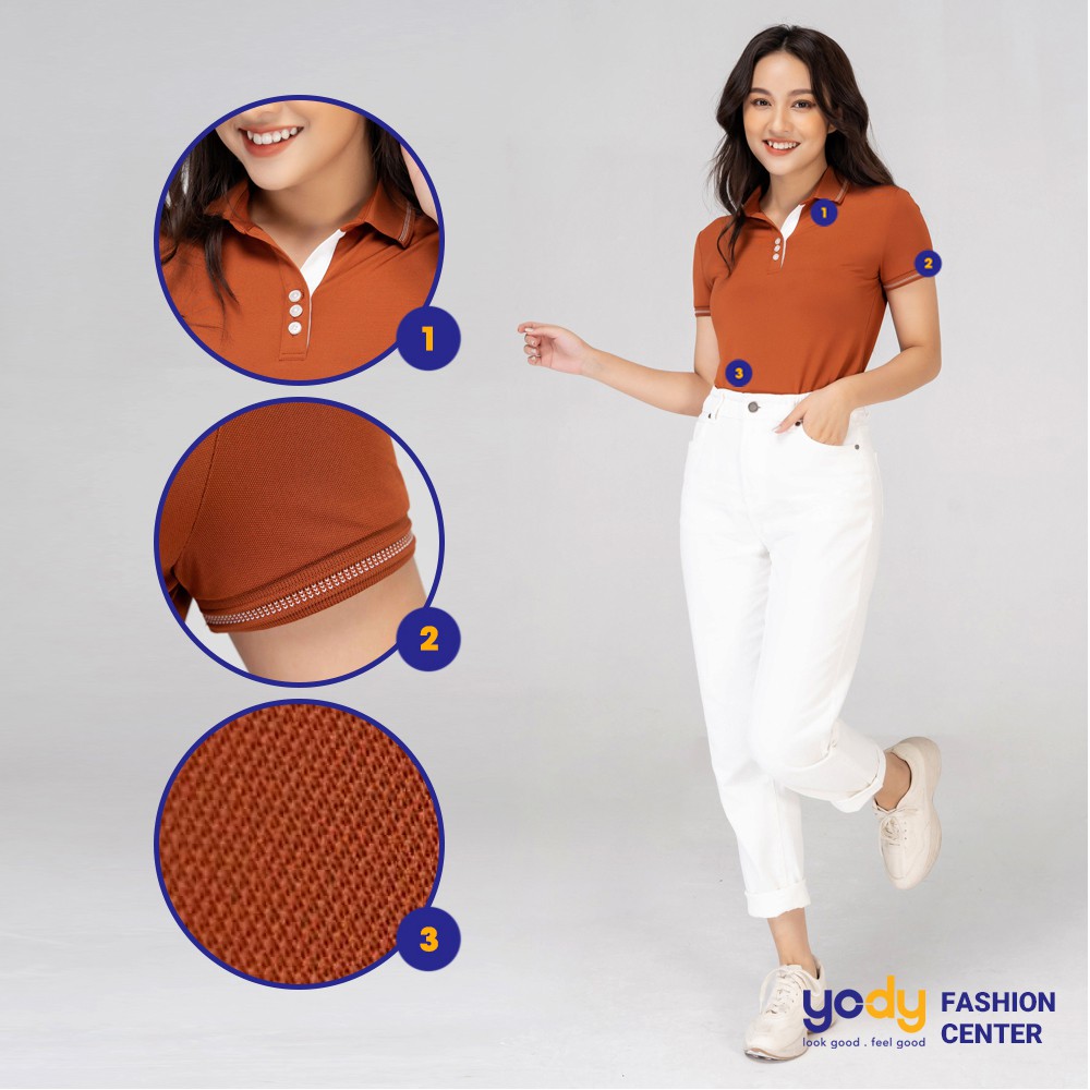 Áo thun nữ YODY áo phông polo cao cấp chất thun mềm kháng khuẩn yody fashion APN3516 | BigBuy360 - bigbuy360.vn