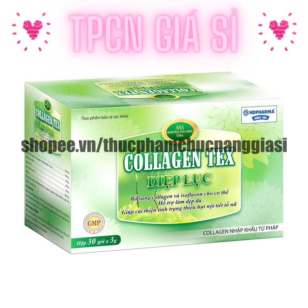 Collagen Diệp Lục dạng gói hỗ trợ làm đẹp da, cải thiện nếp nhăn-Hộp 30 gói