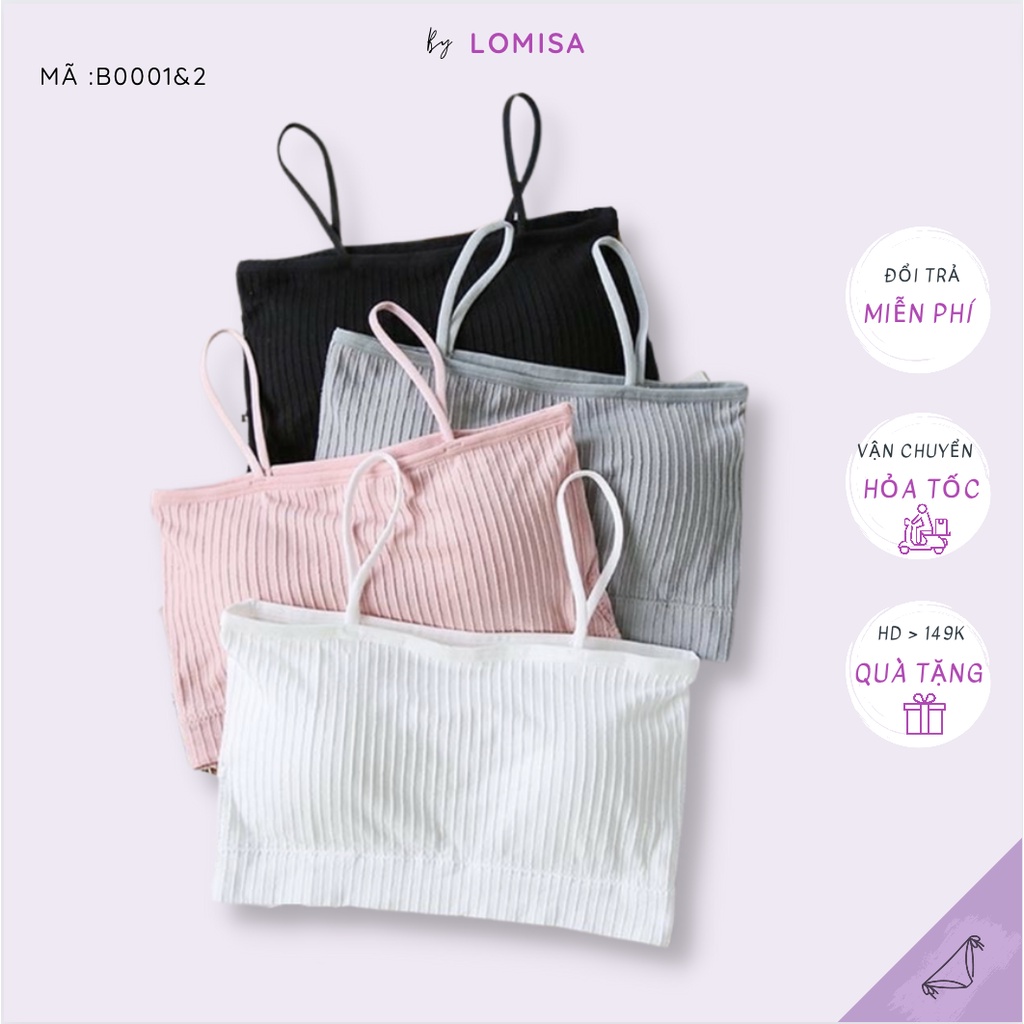 Áo hai dây thun tăm form ngắn và dài co giãn, ôm ngực, mền mịn By LOMISA - B001&2