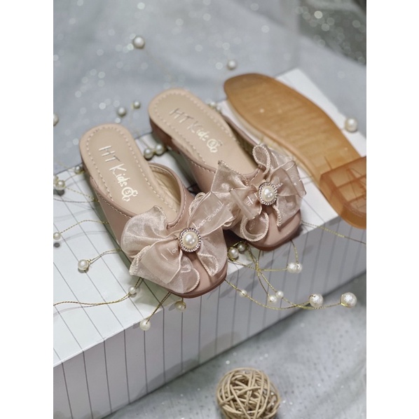 Sục nơ ren công chúa dáng Hàn Quốc da PU cho bé gái,sục trẻ em cho bé gái