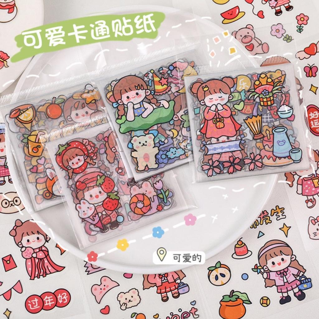 Hình Dán Sticker Cute EDUSKY Set 25 Nhãn Dán Trong Suốt Không Thấm Nước Cho Học Sinh Sinh Viên Trang Trí