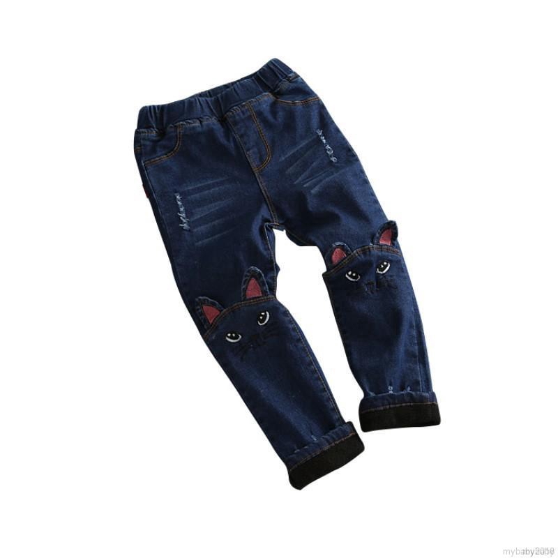 Quần jeans hình con mèo cho bé gái