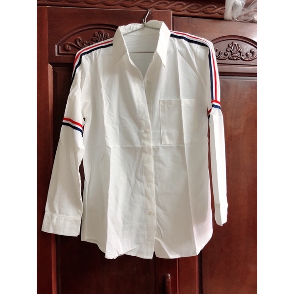 Sơ mi Trắng kẻ tay from rộng nam nữ UNISEX- Áo sơ mi dài tay bassic phong cách ulzzang hàn quốc