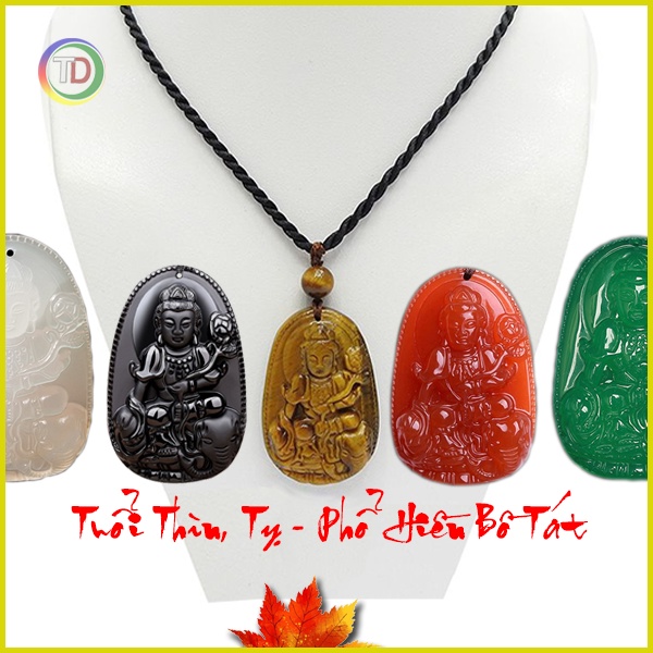 Vòng cổ mặt phật bản mệnh Phổ Hiền Bồ Tát cho người Tuổi Thìn - Tuổi Tỵ, Mặt dây chuyền đá phong thủy may mắn - TD Store