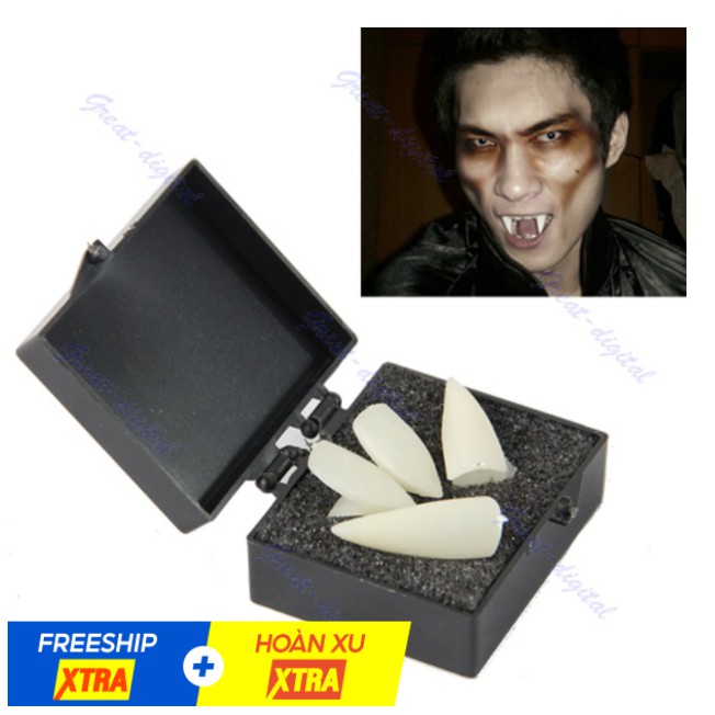 💥[HÀNG CÓ SẴN !!!] GIÁ TẬN XƯỞNG💥 Set 4 răng nanh giả hóa trang Ma Cà Rồng Vampire Halloween💥 VOUCHER FREESHIP 100K💥