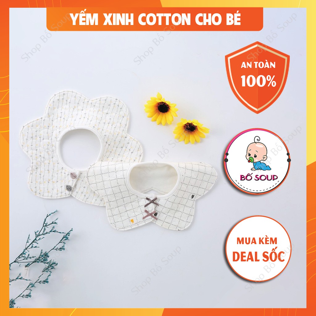 Yếm tròn xoay 360, Yếm Cotton siêu mềm mịn thấm hút tốt nhiều màu sắc cho bé Shop Bố Soup