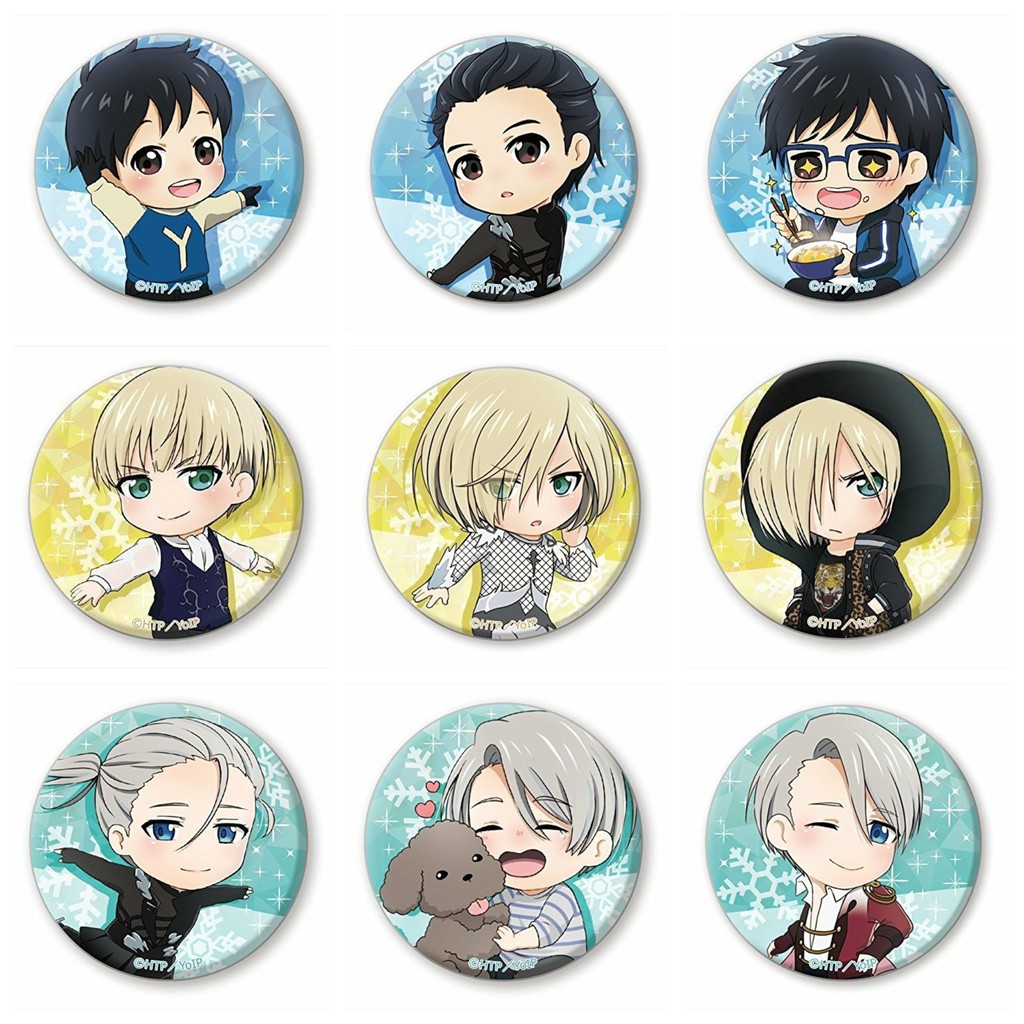 Huy hiệu cài áo IN HÌNH Yuri on ice anime chibi dễ thương tiện lợi m1