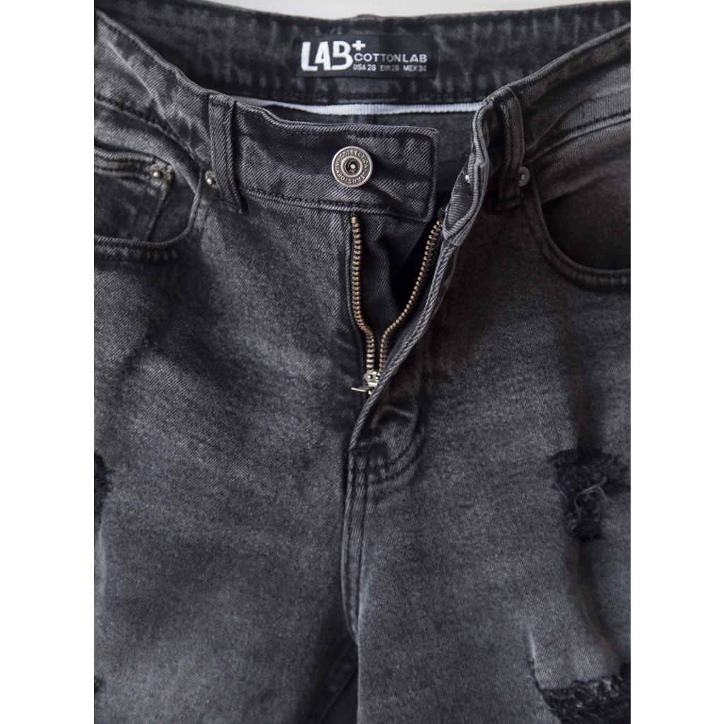 Quần short nam LAB+ COTTONLAB quần bò jean chất denim màu xám rách cao cấp - LAB2101002