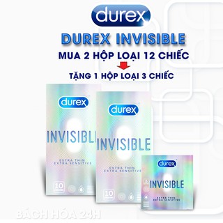 [Mua 2 Được 3] Bộ 2 Hộp Bao Cao Su Durex Invisible Hộp 10c Tặng Hộp 3c Cùng Loại. Bcs Siêu Mỏng, Kéo 2 Bạn Gần Nhau Hơn