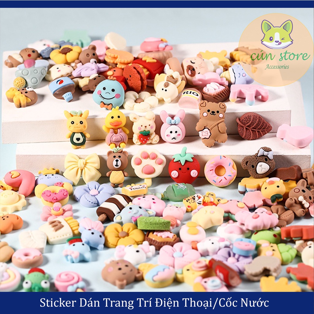 Sticker Dán Trang Trí Cốc Nước/Điện Thoại 3D Hình Hoạt Hình Dễ Thương