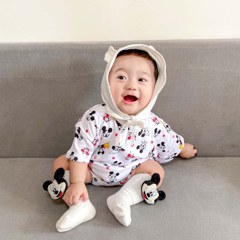 Áo liền quần họa tiết hoạt hình tay ngắn đáng yêu dành cho bé