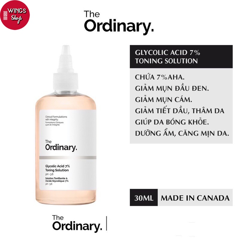 Toner The Ordinary Toner tẩy da chết Glycolic acid 7% 240ml Toning Solution | Wings Shop