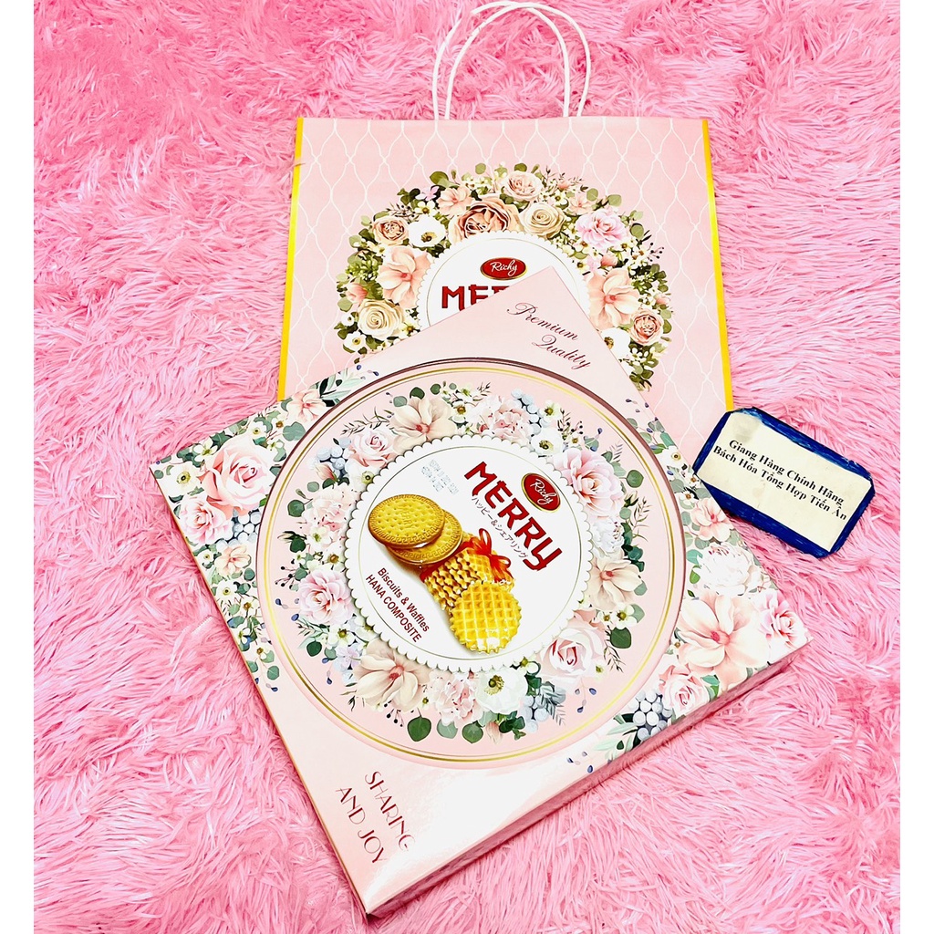Bánh Thập Cẩm MERRY- HANA Richy Hộp thiết 333g có túi xách tết 2024