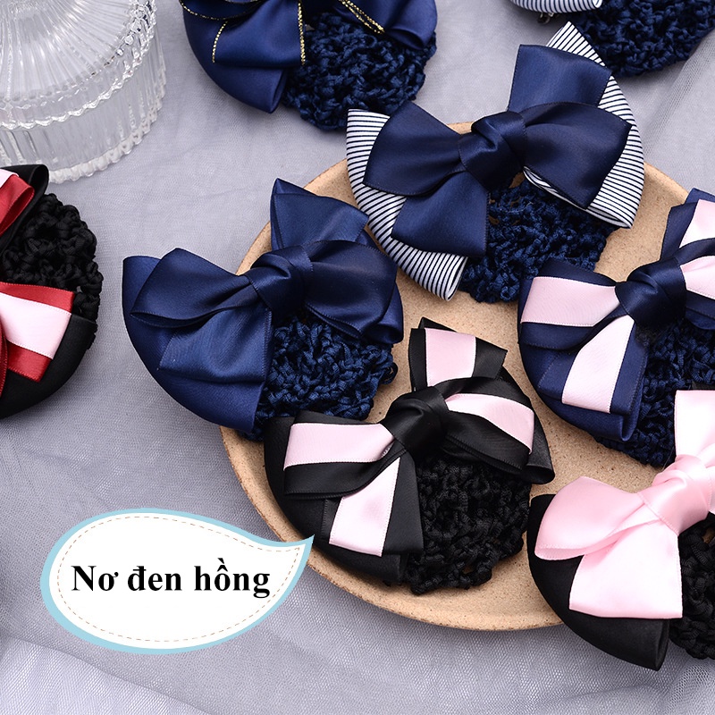 Búi tóc lưới đính nơ 😍FREESHIP😍 lưới búi tóc hình nơ, búi tóc lưới hình nơ