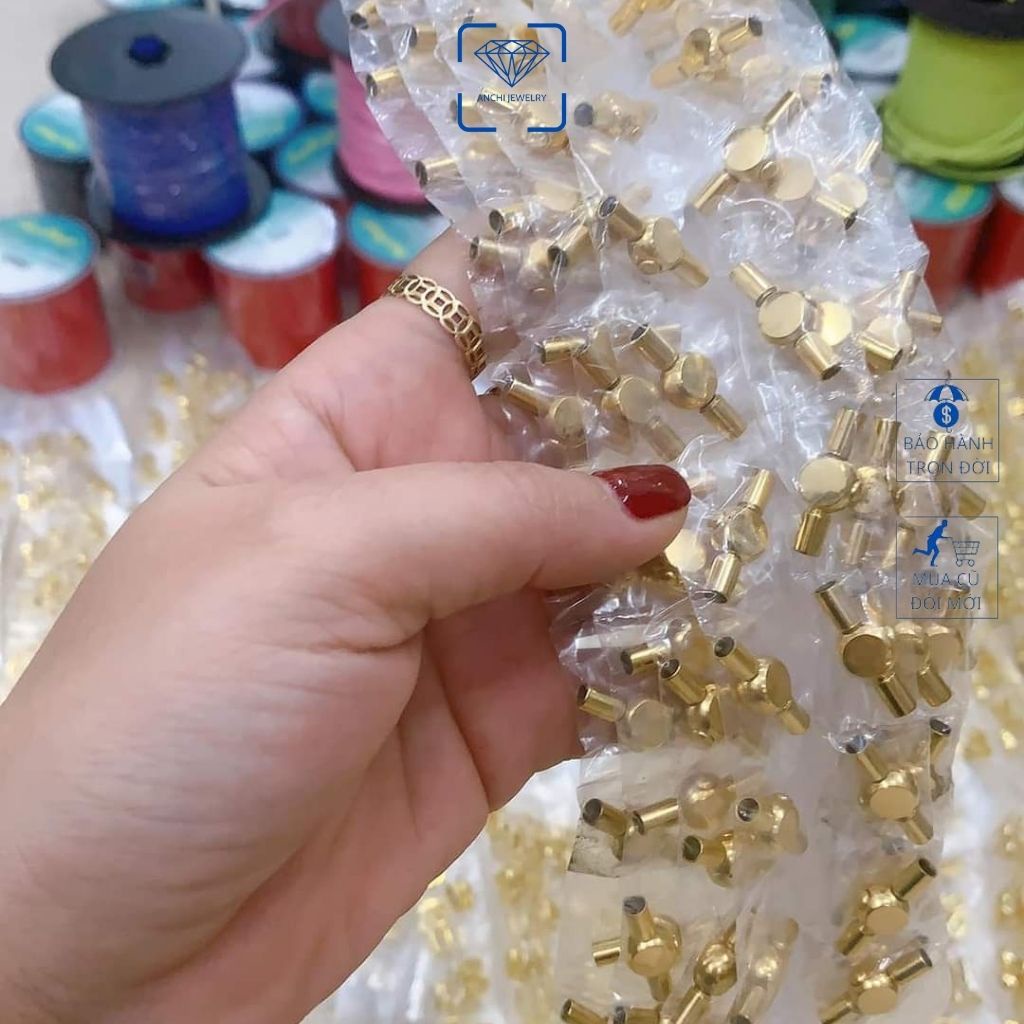Chốt khóa làm vòng tay phong thủy xỏ charm, lu thống, đồng điếu, cỏ 4 lá may mắn. Anchi jewelry