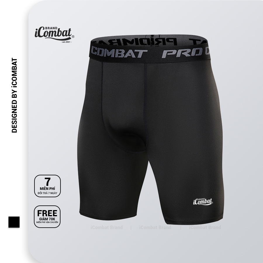 Quần legging nam ngắn iCombat Techfit Polyester đàn hồi cao - Quần leging short đùi bó tập gym cho nam