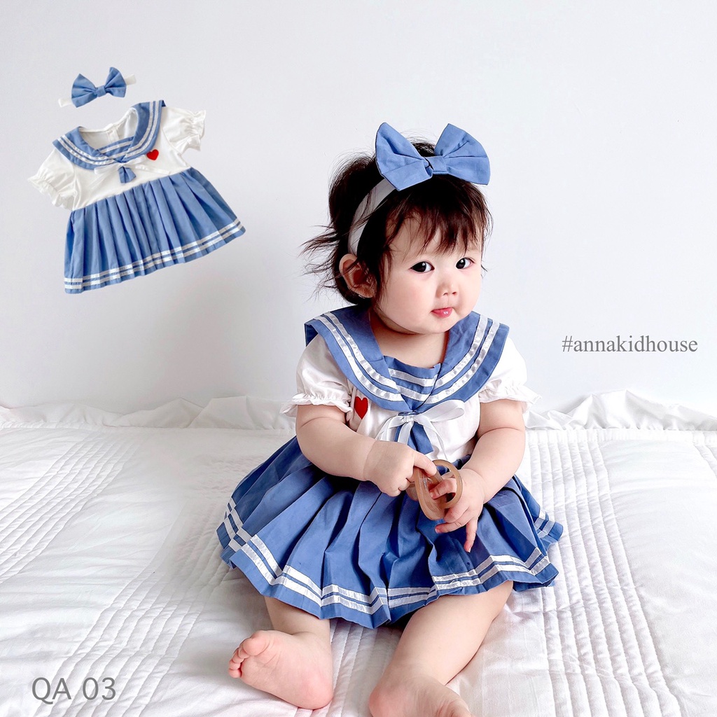 QA 03 : Body váy thủy thủ kèm băng đô cho bé cực xinh