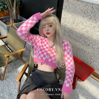 Cocorygirl Áo Khoác Cardigan Tay Dài Phong Cách Retro Quyến Rũ Cho Nữ