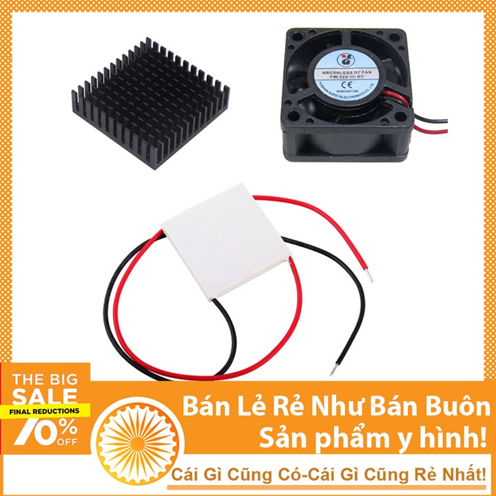 Combo Sò Nóng Lạnh 12706, Quạt Tản Nhiệt 12VDC 4x4x2.5cm, Tản Nhiệt 40x40x11mm Màu Đen