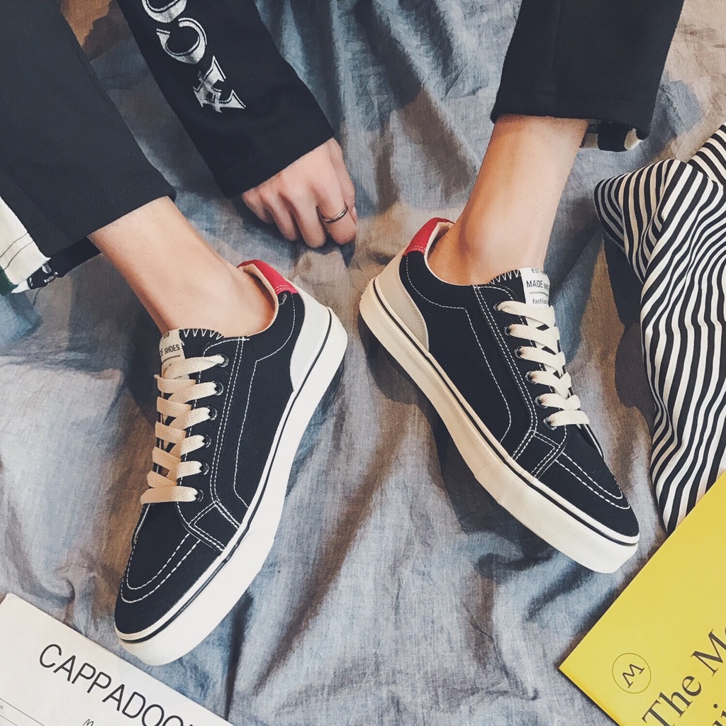 Giày Thể Thao Nam Vans Đen, Thân Vải Đế Cao Su Êm, Bền Đẹp, Hót Treand 2021 - Mã m5566