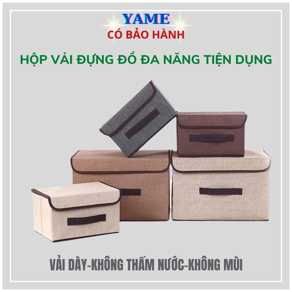 Hộp vải đựng Quần áo lót giày dép Nam Nữ đồ chơi Trẻ em sắp xếp tủ quần áo Gọn Gàng Có Nắp Đậy 3 Quai Xách Tiện Dụng