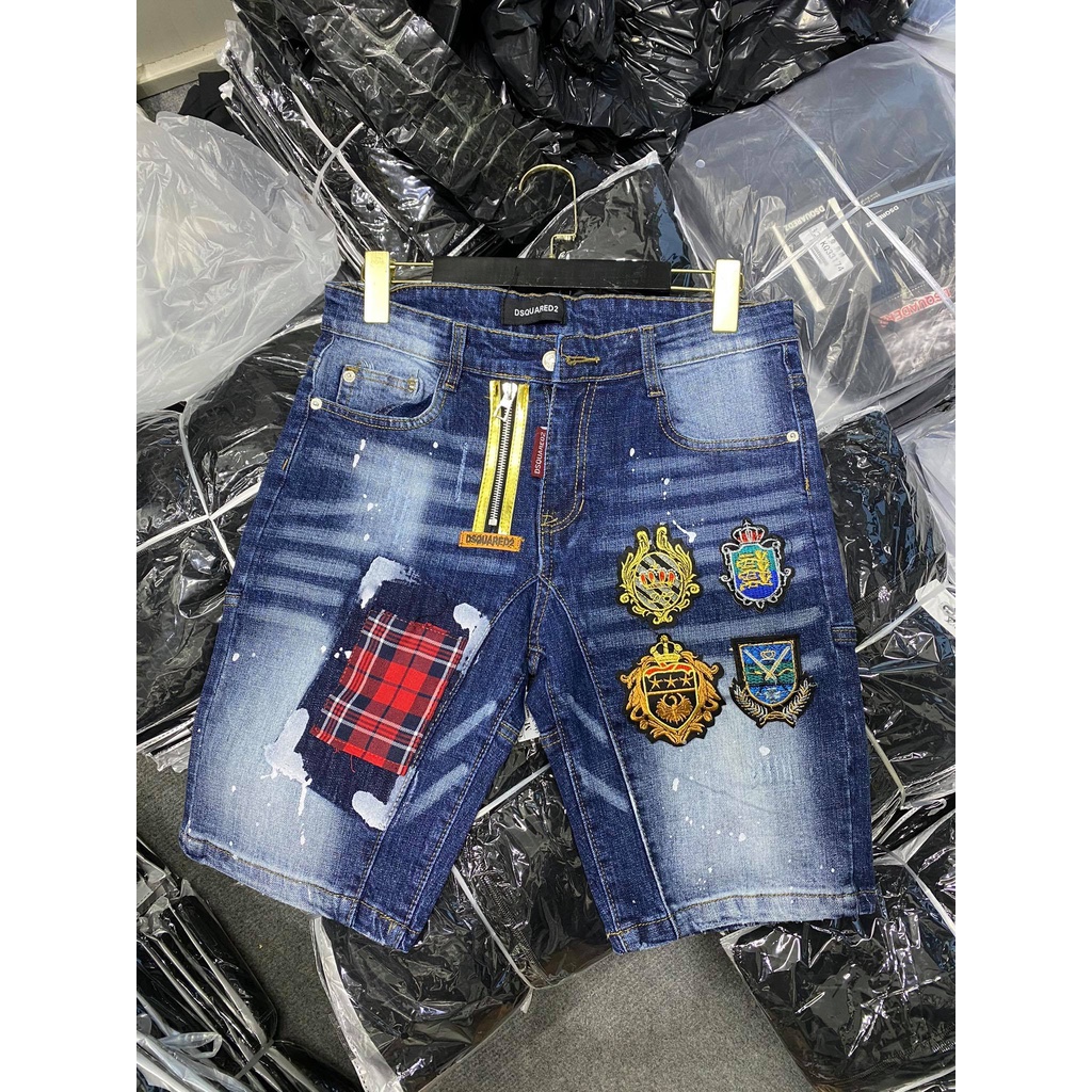 Quần Ngố Dsq Quần short Bò Thời Trang DSQ Khóa Lệch , Short Jean Huy Hiệu Thêu Logo Hàng Hót Nhất 2021