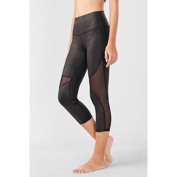 Quần lửng Yoga nữ đen phối lưới HIGH-WAISTCAPRI Just Feel Fee H8810