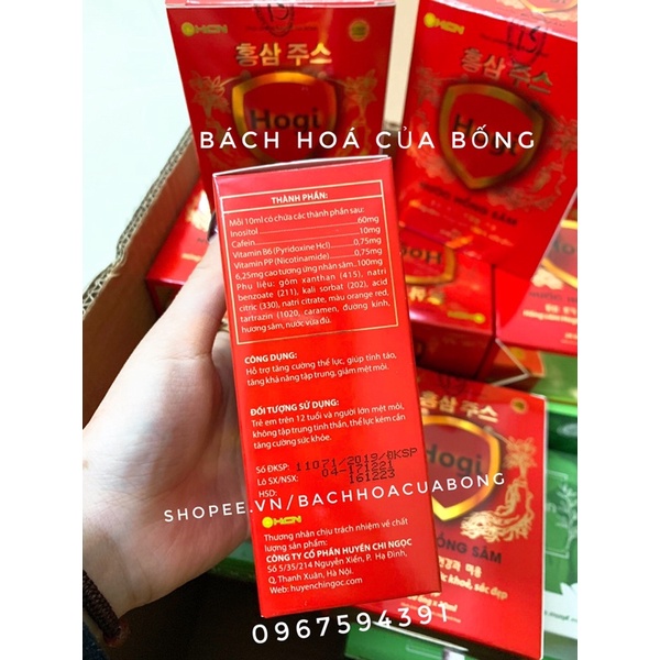 Nước Hồng Sâm Hogi (Hộp 20 ống x 10ml) - Chống lão hóa, bồi bổ sức khỏe, tăng cường sinh lực