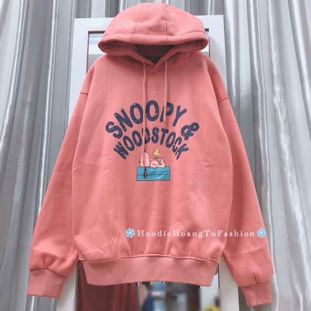 Áo hoodie vải nỉ lót bông dày dặn Snoopy