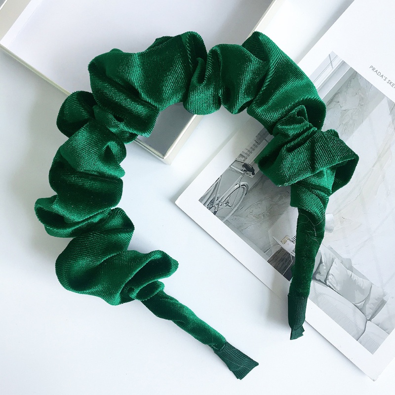 Băng Đô Nhung Bản Rộng Màu Trơn Phong Cách Thập Niên 90