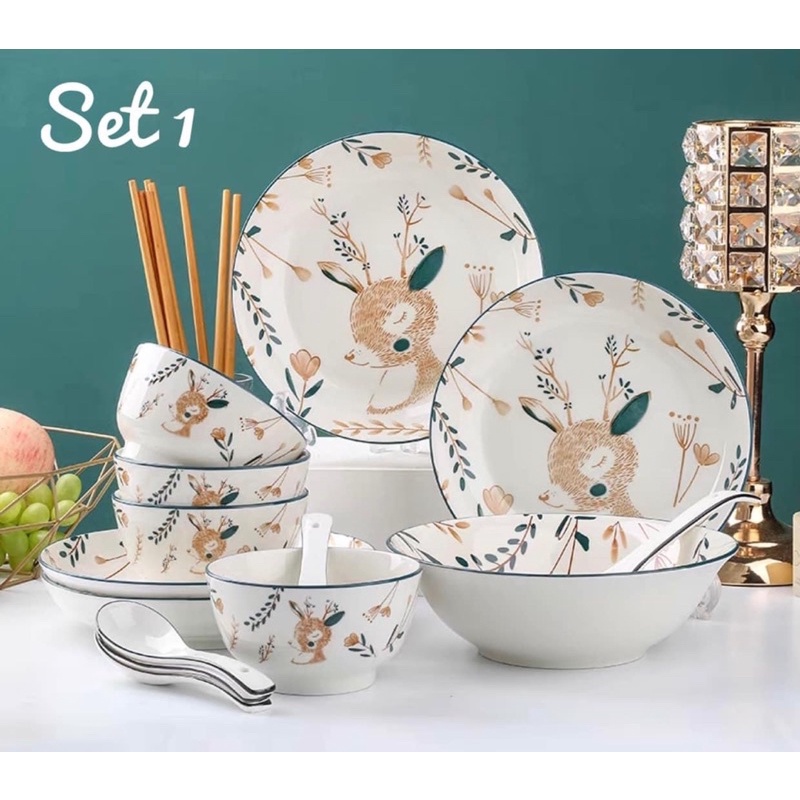 Set Bát Đũa Sứ Cao Cấp 18 Món QDC0009